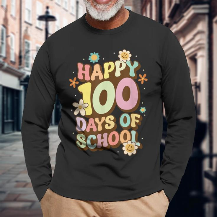 100Th Days Of School Happy 100 Days Of School Long Sleeve T-Shirt Gifts for Old Men