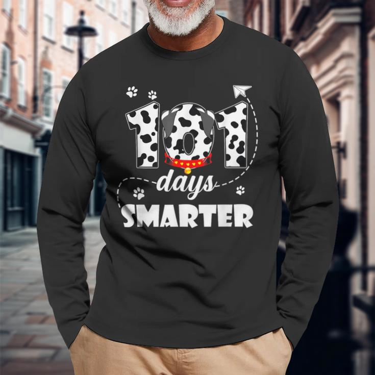 101 Days Smarter Dog Happy 101 Days School Student Teacher Long Sleeve T-Shirt Gifts for Old Men