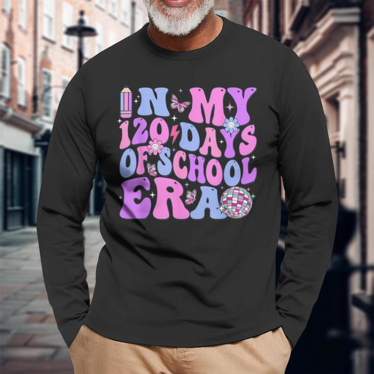In My 120 Days Of School Era Retro Disco 120Th Day Of School Long Sleeve T-Shirt Gifts for Old Men