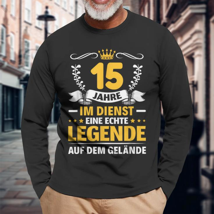 15 Jahre Im Dienst College Company Anniversary S Langarmshirts Geschenke für alte Männer