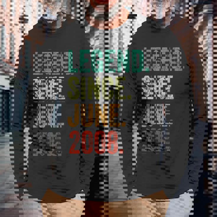 16 Years Old Legend Since June 2008 16Th Birthday Long Sleeve T-Shirt Gifts for Old Men
