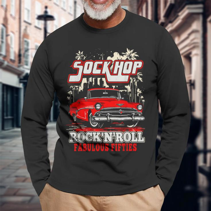 1950S Sock Hop Dance Vintage 50S Costume Rockabilly Party Long Sleeve T-Shirt Gifts for Old Men