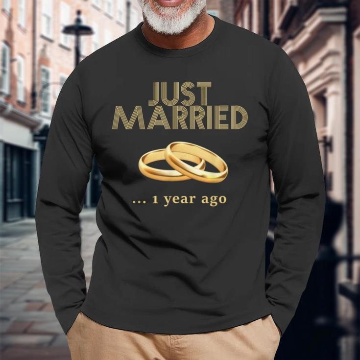1St Wedding Anniversary Just Married 1 Year Ago Long Sleeve T-Shirt Gifts for Old Men