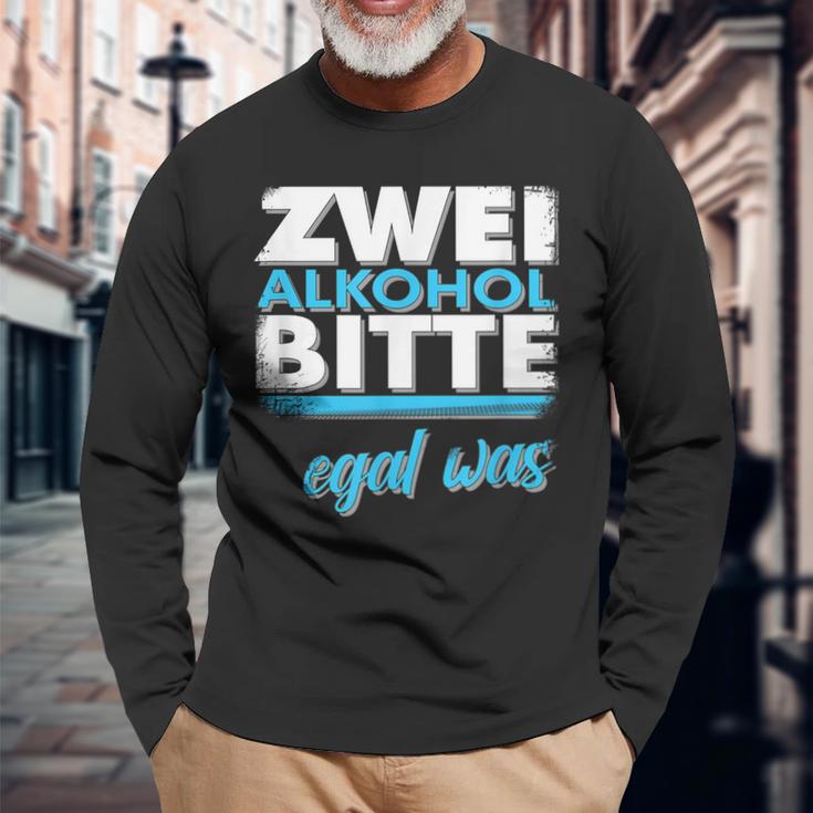 2 Alkohol Bitte Egal Was Fun Zwei Langarmshirts Geschenke für alte Männer