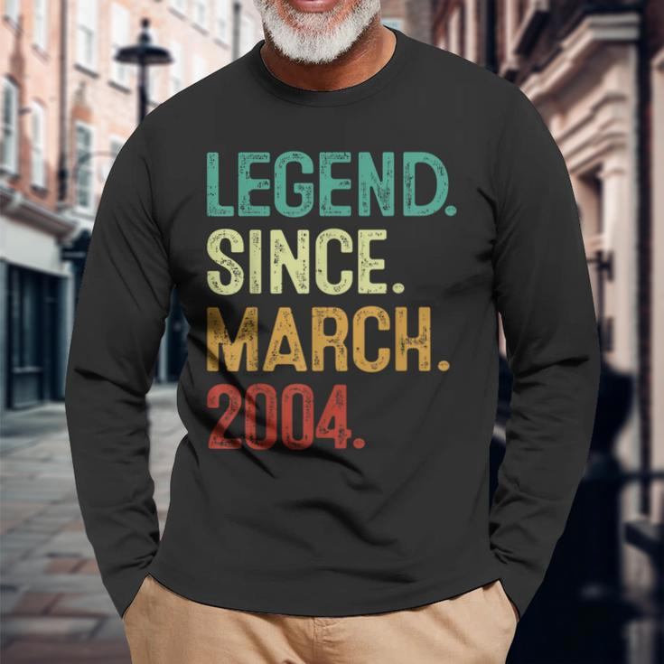 20 Years Old Legend Since March 2004 20Th Birthday Long Sleeve T-Shirt Gifts for Old Men