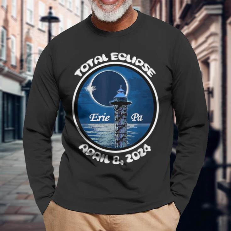 2024 Eclipse Erie Pa Tower Lake Ere April Path Of Totality Long Sleeve T-Shirt Gifts for Old Men