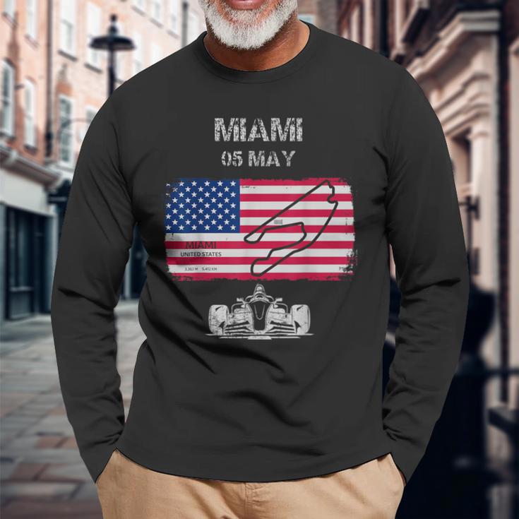 2024 Formula Racing Miami Track Formula Race Formula Car Fan Long Sleeve T-Shirt Gifts for Old Men