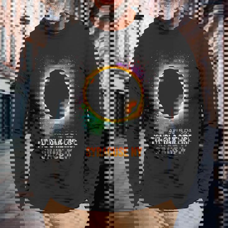 2024 Solar Eclipse Syracuse Ny Usa Totality April 8 2024 Long Sleeve T-Shirt Gifts for Old Men