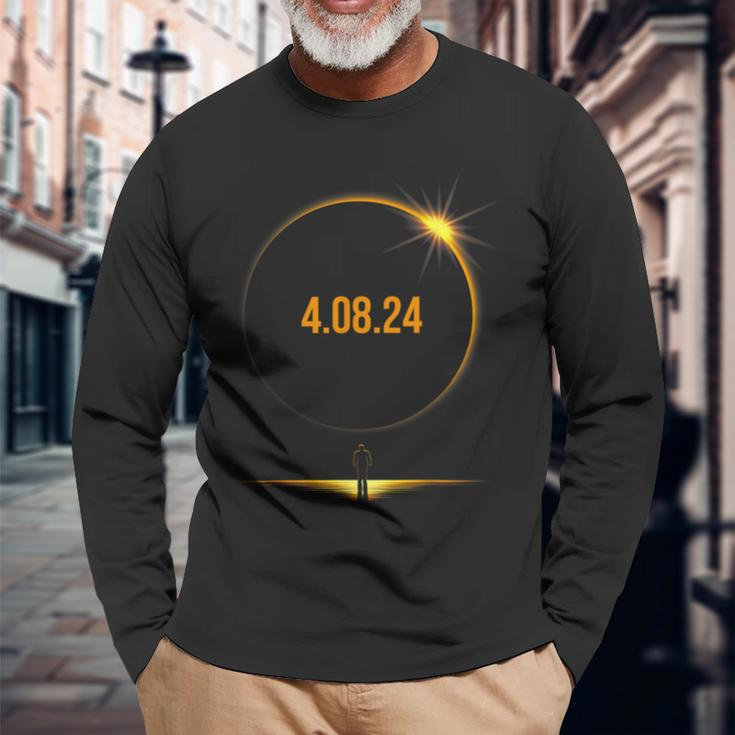 2024 Total Solar Eclipse America Totality April 8 2024 Long Sleeve T-Shirt Gifts for Old Men