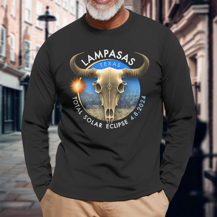 2024 Total Solar Eclipse Totality Lampasas Texas 29 Long Sleeve T-Shirt Gifts for Old Men
