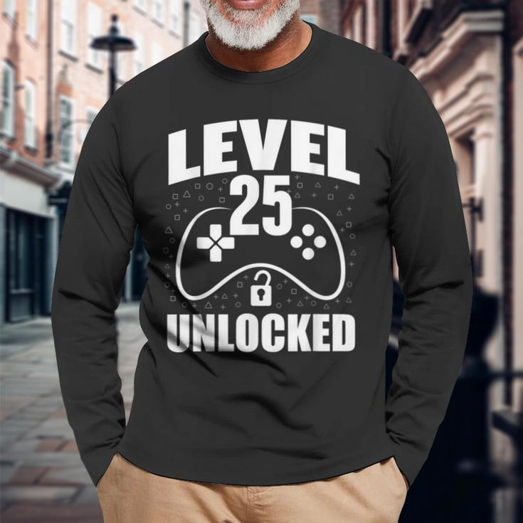 25Th Birthday Gaming Gamer 25 Years Old Bday Long Sleeve T-Shirt Gifts for Old Men