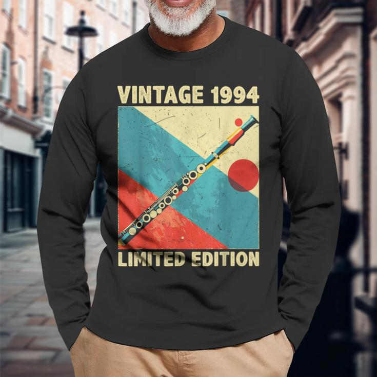 30 Years Old Vintage 1994 Flute Lover 30Th Birthday Long Sleeve T-Shirt Gifts for Old Men