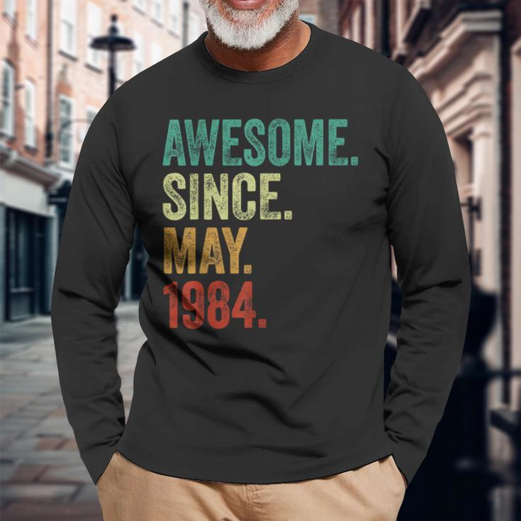 40 Years Old Awesome Since May 1984 40Th Birthday Long Sleeve T-Shirt Gifts for Old Men