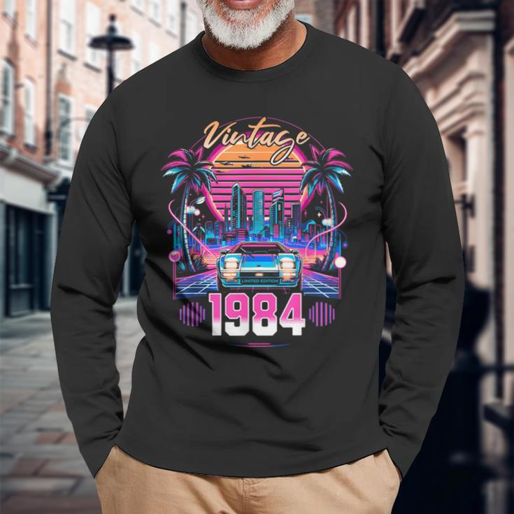 40 Years Old Synthwave Aesthetic Vintage 1984 40Th Birthday Long Sleeve T-Shirt Gifts for Old Men