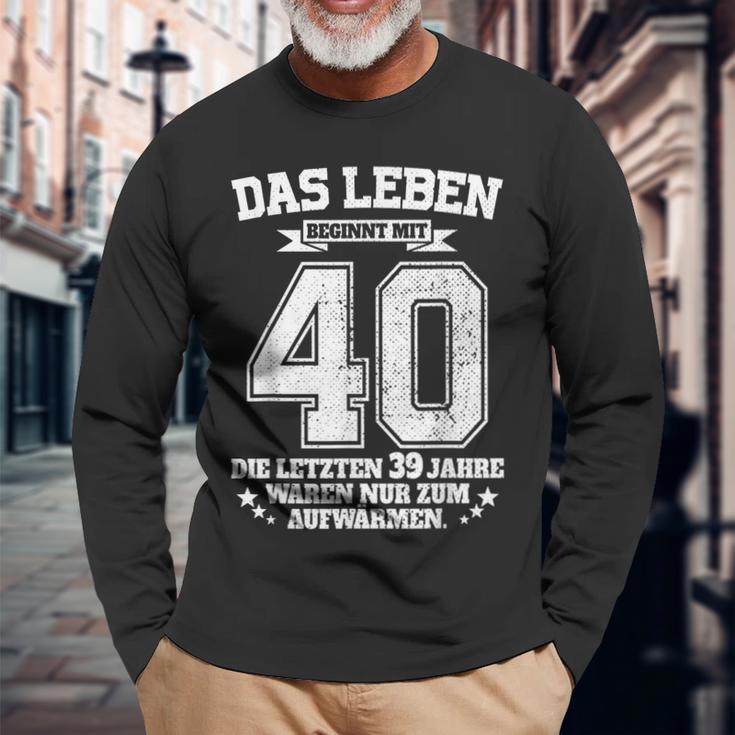 40Th Birthday Das Leben Beginnt Mit 40 Jahrenierzig Langarmshirts Geschenke für alte Männer