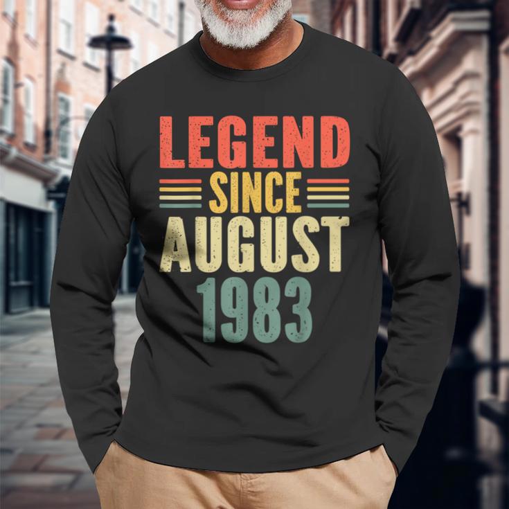 40Th Birthday Legend Since August 1983 40 Years Old Vintage Long Sleeve T-Shirt Gifts for Old Men