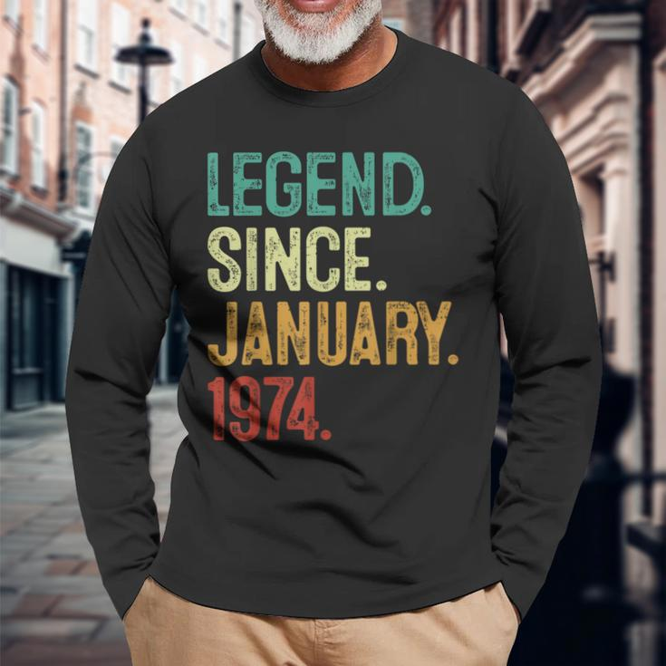 50 Years Old Legend Since January 1974 50Th Birthday Long Sleeve T-Shirt Gifts for Old Men