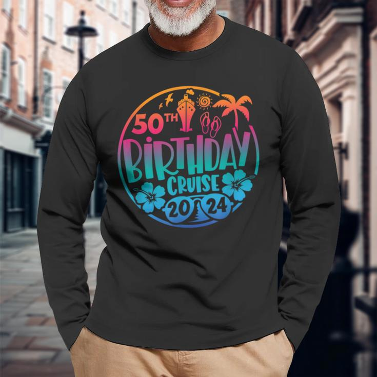50Th Birthday Cruise 2024 Vacation Trip Matching Group Long Sleeve T-Shirt Gifts for Old Men