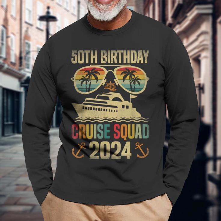 50Th Birthday Cruise Squad 2024 Matching Family Vacation Long Sleeve T-Shirt Gifts for Old Men