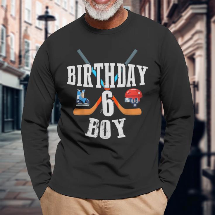 6 Geburtstag Junge Eishockey 6 Jahre Alt Geburtstag Squad Party Langarmshirts Geschenke für alte Männer