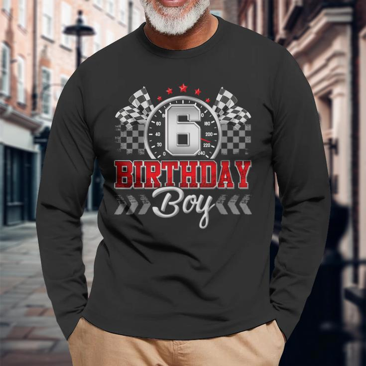 6 Six Year Old Race Car 6Th Birthday Boy 6Yr Racing Pit Crew Long Sleeve T-Shirt Gifts for Old Men