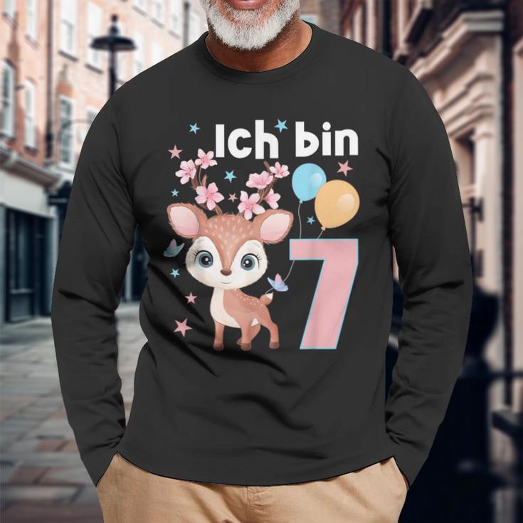 7 Jahre Alt Ich Bin 7 Hirsch Deer 7Th Birthday Black Langarmshirts Geschenke für alte Männer