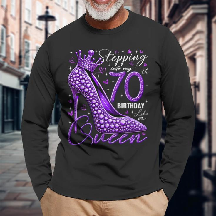 70 Year Old High Heels Stepping Into My 70Th Birthday Long Sleeve T-Shirt Gifts for Old Men