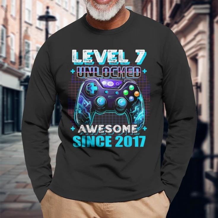 7Th Birthday Gamer 7 Years Old Bday Boy Seven Son Long Sleeve T-Shirt Gifts for Old Men