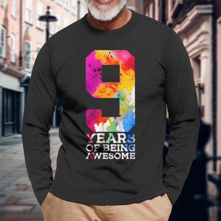 9 Years Of Being Awesome 9Th Birthday Long Sleeve T-Shirt Gifts for Old Men