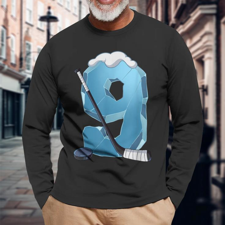 9Th Birthday Ice Hockey Long Sleeve T-Shirt Gifts for Old Men