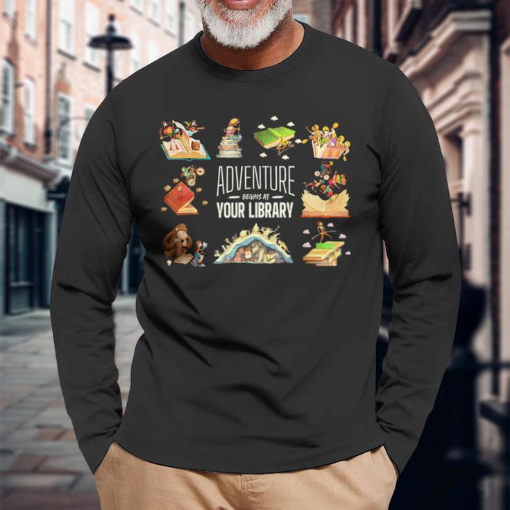 Adventure Begins At Your Library Summer Reading 2024 Long Sleeve T-Shirt Gifts for Old Men