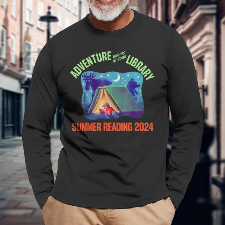 Adventure Begins At Your Library Summer Reading Program 2024 Long Sleeve T-Shirt Gifts for Old Men
