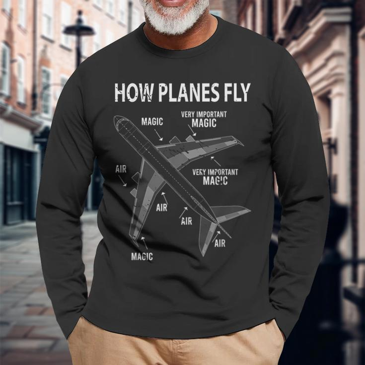 Aeroplane Aviator Pilot Langarmshirts Geschenke für alte Männer