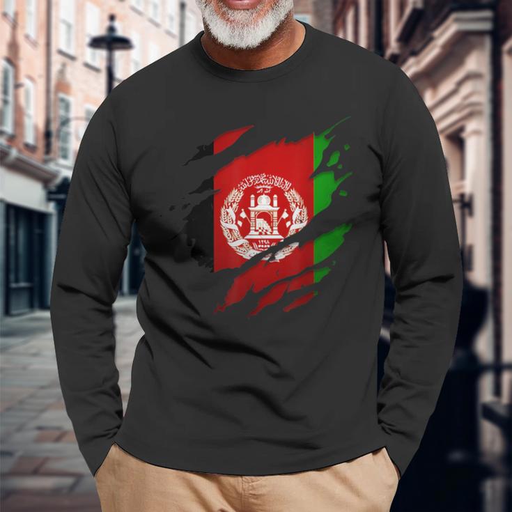 Afghanistan Afghan Afghanistan Flag Langarmshirts Geschenke für alte Männer