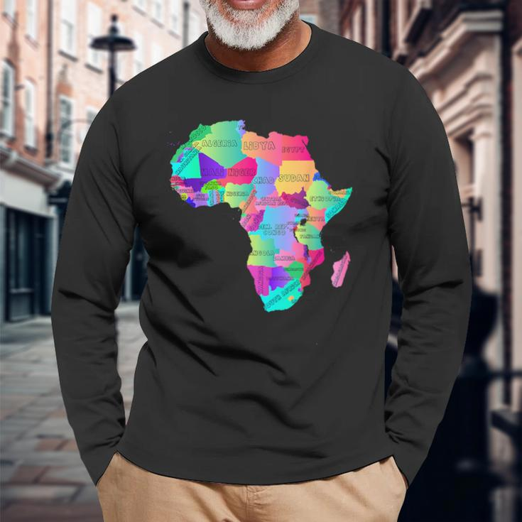 Africa Map With Boundaries And Countries Names Long Sleeve T-Shirt Gifts for Old Men