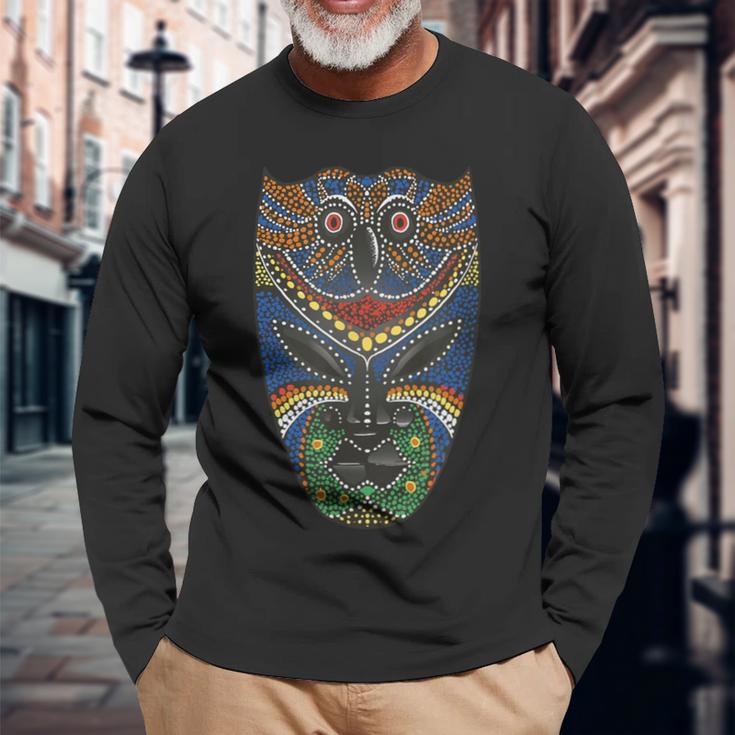 African Mask Tribal Africa African Warrior Long Sleeve T-Shirt Gifts for Old Men