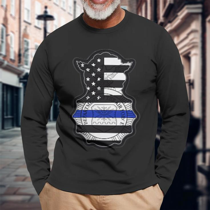 Air Force Security Forces Defender Thin Blue Line Long Sleeve T-Shirt Gifts for Old Men