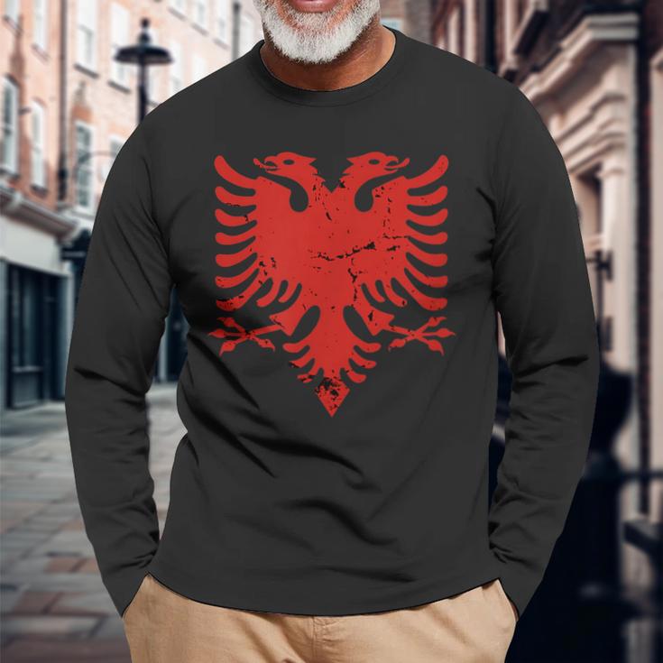 Albania Flag Albanian Eagle Albania Langarmshirts Geschenke für alte Männer