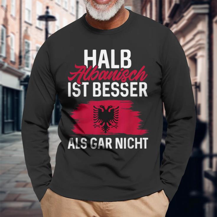 Albanische Flagge Shqip Shqiponja Albanischer Adler Albanien Langarmshirts Geschenke für alte Männer