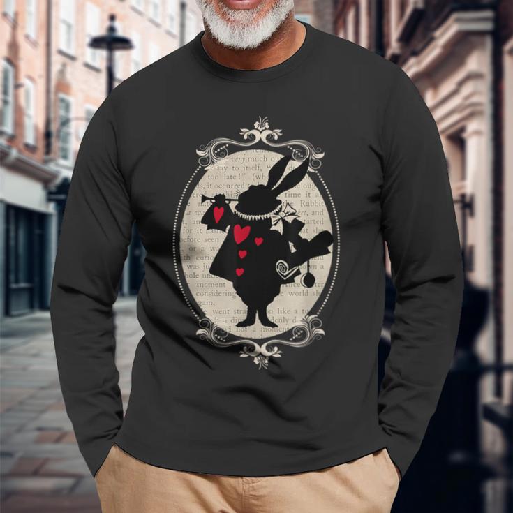 Alice In Wonderland Rabbit Vintage Langarmshirts Geschenke für alte Männer