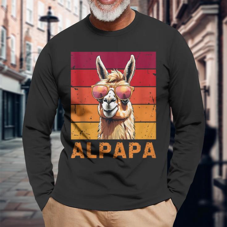 Alpapa Alpaka Fan Lama Fan Liebhaberatertag Tiere Papa Langarmshirts Geschenke für alte Männer