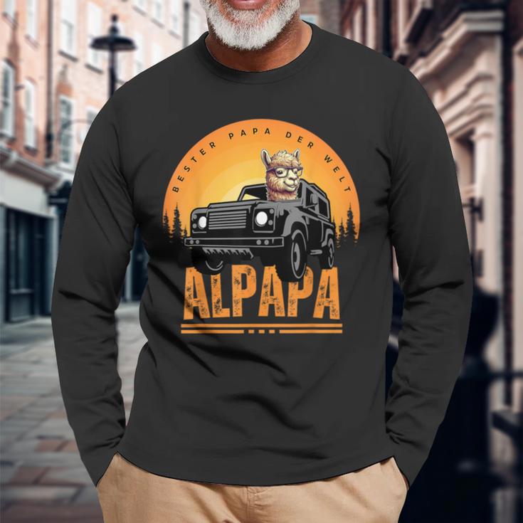 Alpapa Alpakaatertag Bester Papa Del Welt Alpakaatertag Langarmshirts Geschenke für alte Männer