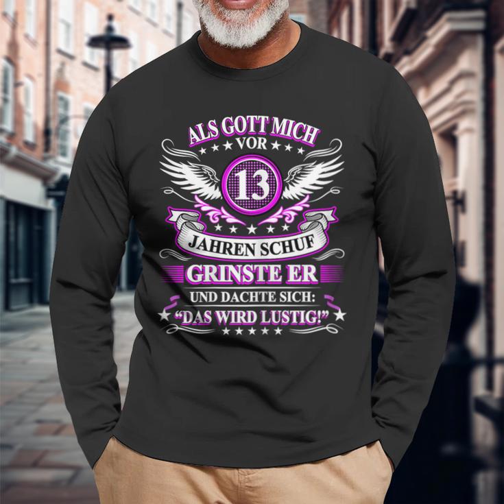 Als Gott Michor 13 Jahren Schuf Grinste Er 13Th Birthday Langarmshirts Geschenke für alte Männer