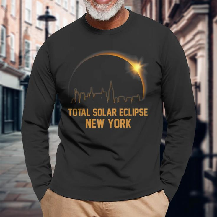 America Totality 2024 New York Total Solar Eclipse 4082024 Long Sleeve T-Shirt Gifts for Old Men