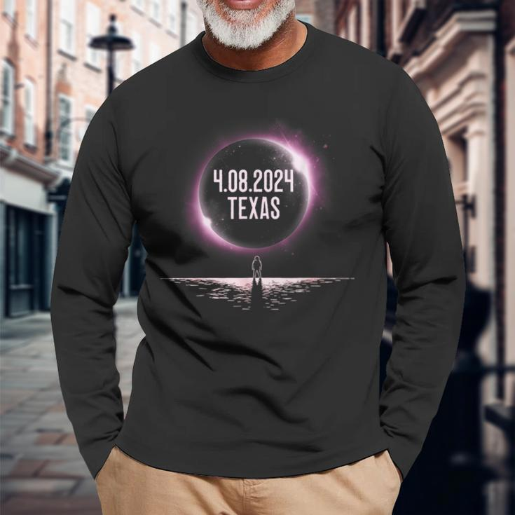 America Totality 40824 Total Solar Eclipse 2024 Texas Long Sleeve T-Shirt Gifts for Old Men