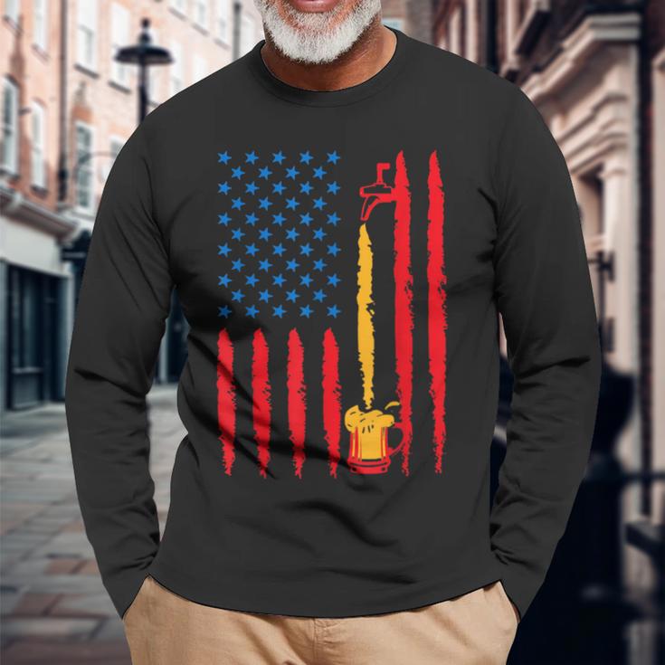 All American Beer Stars Stripes And Beer For Friends Long Sleeve T-Shirt Gifts for Old Men