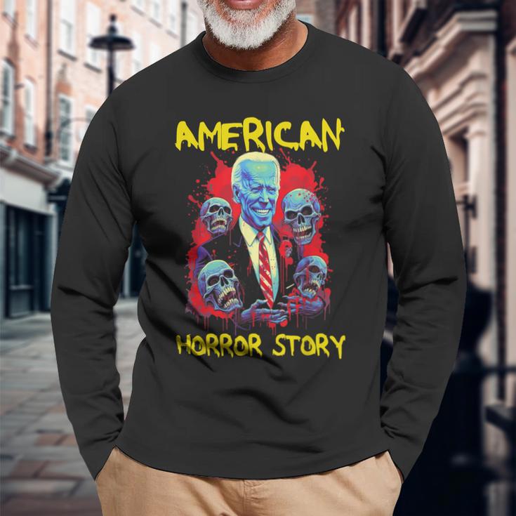 American Biden Zombie Horror Story Long Sleeve T-Shirt Gifts for Old Men