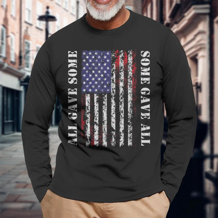American Flag 4Th Of July Memorial Day Stars Stripes Patriot Long Sleeve T-Shirt Gifts for Old Men