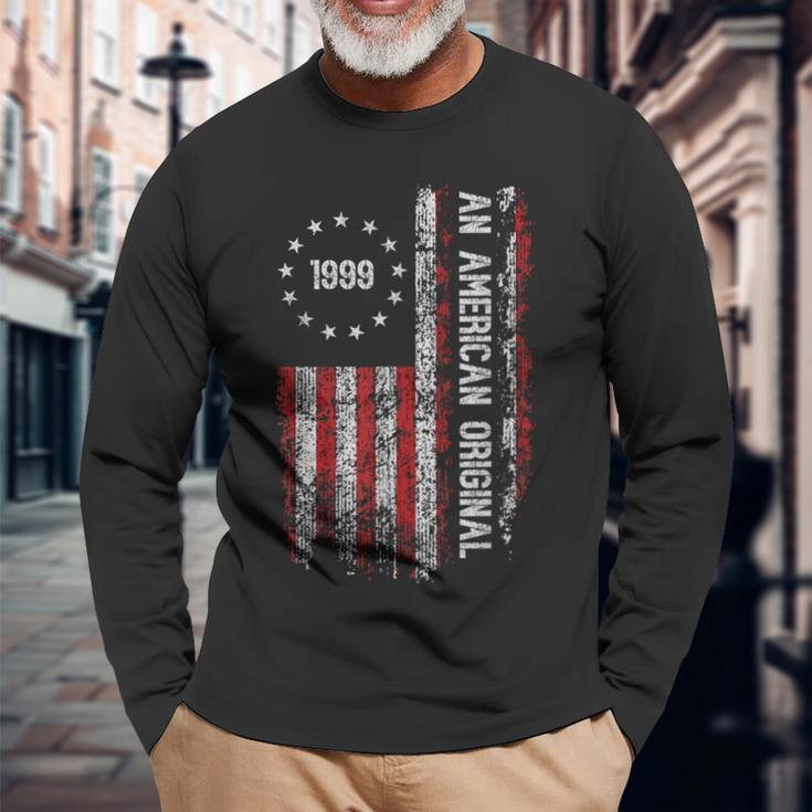 An American Original 1999 Birthday Vintage American Flag Long Sleeve T-Shirt Gifts for Old Men