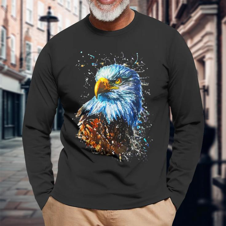 Amerikanischer Adler Handgemalter Adler Langarmshirts Geschenke für alte Männer
